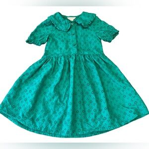 Charming Green Collared Eyelet Dress Size 3